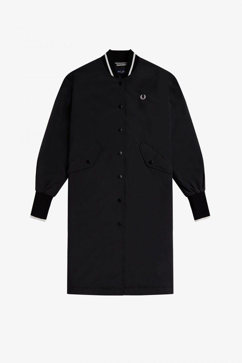 Black Fred Perry Padded Longline Bomber Women's Jackets | PH 1909ILHS